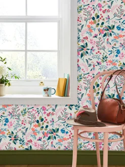 Antique Creme Fields Edge Floral 10M Wallpaper