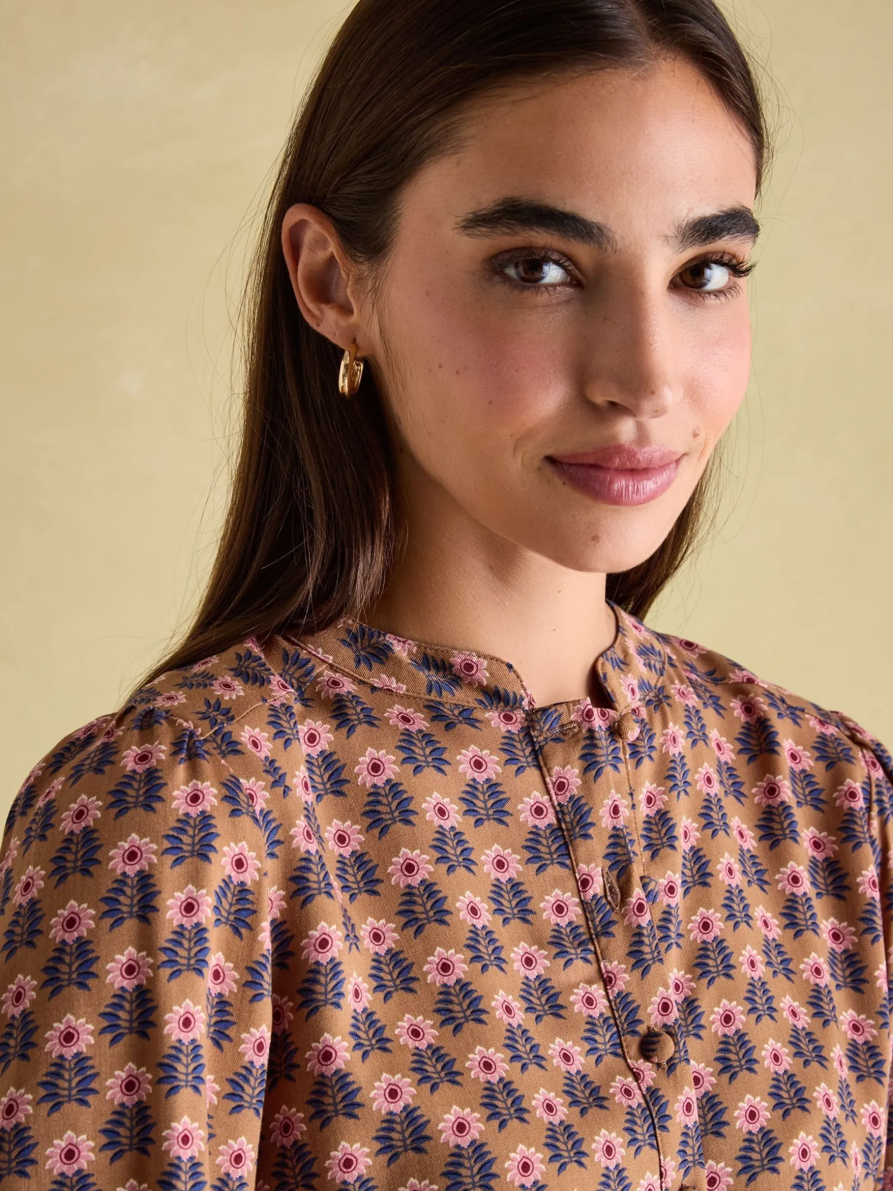 Aster Brown Tie Waist Midi Dress