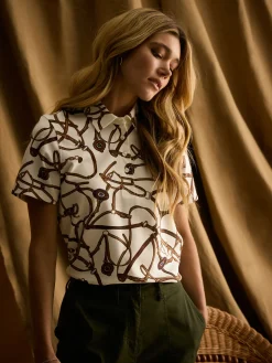 Barbury Cream Bridle Print Polo Shirt