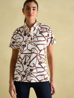 Barbury Cream Bridle Print Polo Shirt