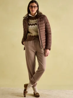 Beckley Brown Padded Showerproof Jacket with Faux Fur Trim