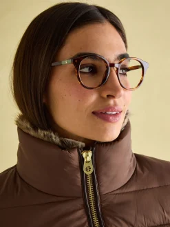 Beckley Brown Padded Showerproof Jacket with Faux Fur Trim