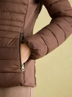 Beckley Brown Padded Showerproof Jacket with Faux Fur Trim