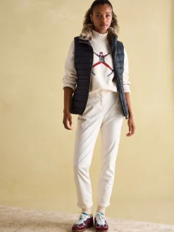 Beckley Navy Padded Showerproof Gilet With Detachable Faux Fur Collar