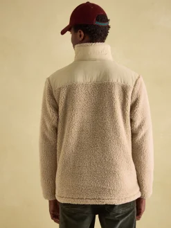 Billy Cream Quarter Zip Borg Fleece Sweatshirt