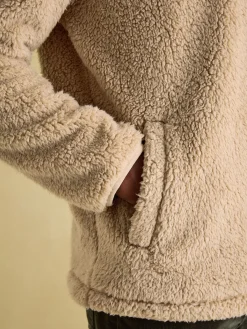 Billy Cream Quarter Zip Borg Fleece Sweatshirt