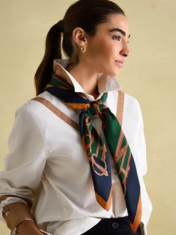 Bloomfield Khaki Green Square Silk Scarf