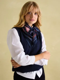 Bloomfield Navy/Burgundy Square Silk Scarf