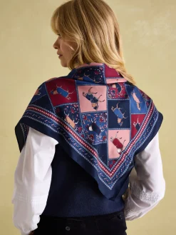 Bloomfield Navy/Burgundy Square Silk Scarf