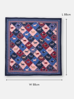 Bloomfield Navy/Burgundy Square Silk Scarf