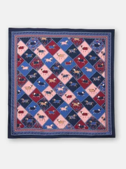Bloomfield Navy/Burgundy Square Silk Scarf