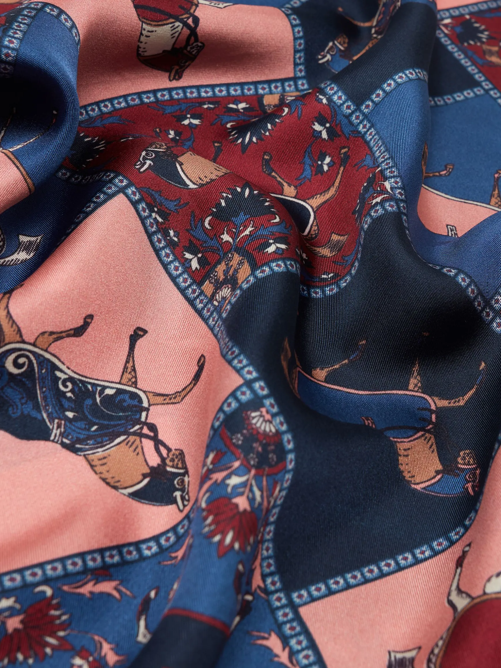 Bloomfield Navy/Burgundy Square Silk Scarf