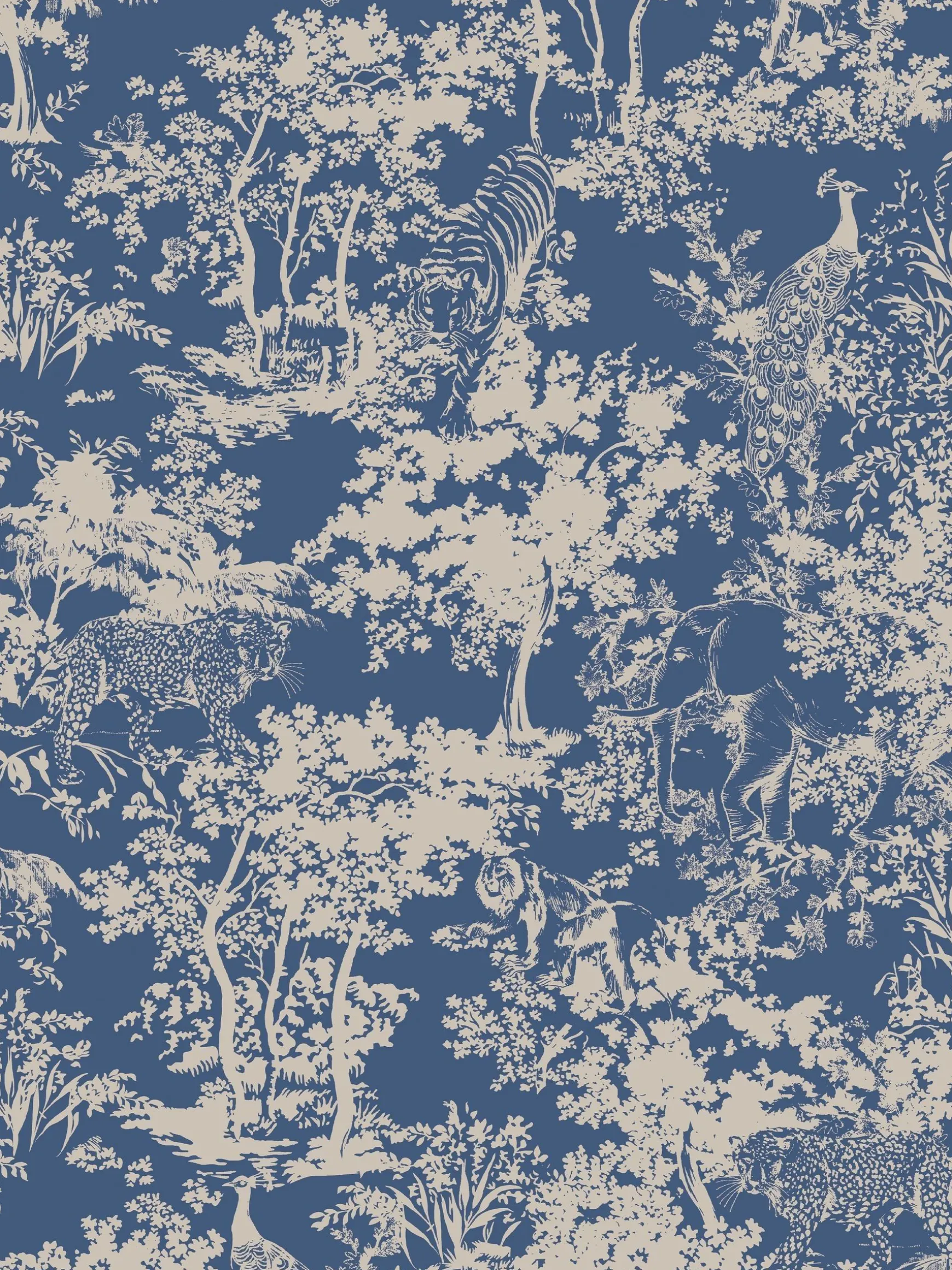 Blue Animal Forest Print 10M Wallpaper