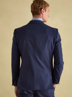 Blue Slim Fit Flannel Suit Jacket