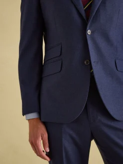 Blue Slim Fit Flannel Suit Jacket