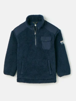 Boys' Billy Navy Blue Half Zip Borg Fleece