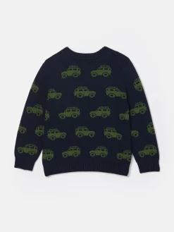 Boys' Burton Navy Blue Intarsia Knitted Jumper