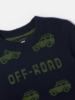 Boys' Burton Navy Blue Intarsia Knitted Jumper