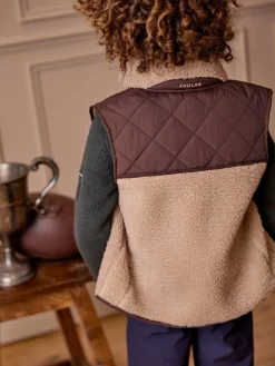 Boys' Eddington Natural & Brown Colourblock Fleece Gilet
