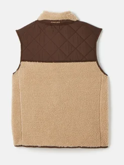 Boys' Eddington Natural & Brown Colourblock Fleece Gilet