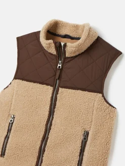 Boys' Eddington Natural & Brown Colourblock Fleece Gilet