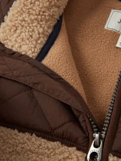 Boys' Eddington Natural & Brown Colourblock Fleece Gilet
