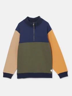 Boys' Elliot Multi Colourblock Quarter Zip Sweatshirt
