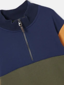 Boys' Elliot Multi Colourblock Quarter Zip Sweatshirt