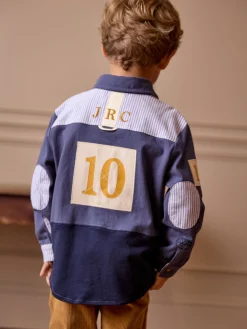 Boys' Emmett Blue Embroidered and Embellished Shirt
