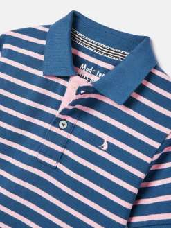 Boys' Filbert Pink Striped Pique Cotton Polo Shirt