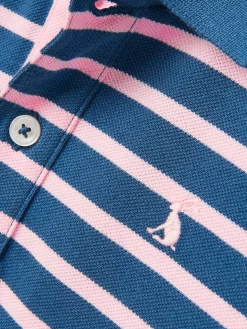 Boys' Filbert Pink Striped Pique Cotton Polo Shirt