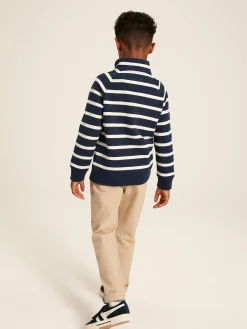 Boys' Finn Navy & White Striped Quarter Zip Sweatshirt