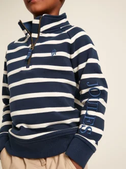 Boys' Finn Navy & White Striped Quarter Zip Sweatshirt