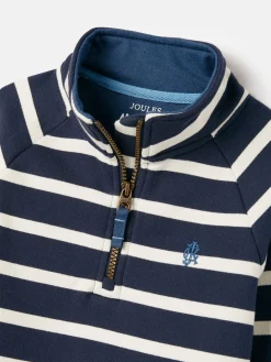 Boys' Finn Navy & White Striped Quarter Zip Sweatshirt