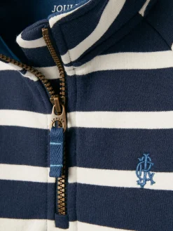 Boys' Finn Navy & White Striped Quarter Zip Sweatshirt
