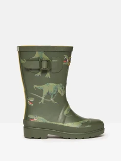 Boys' Khaki Green Printed Wellies