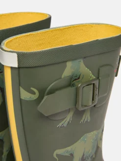 Boys' Khaki Green Printed Wellies