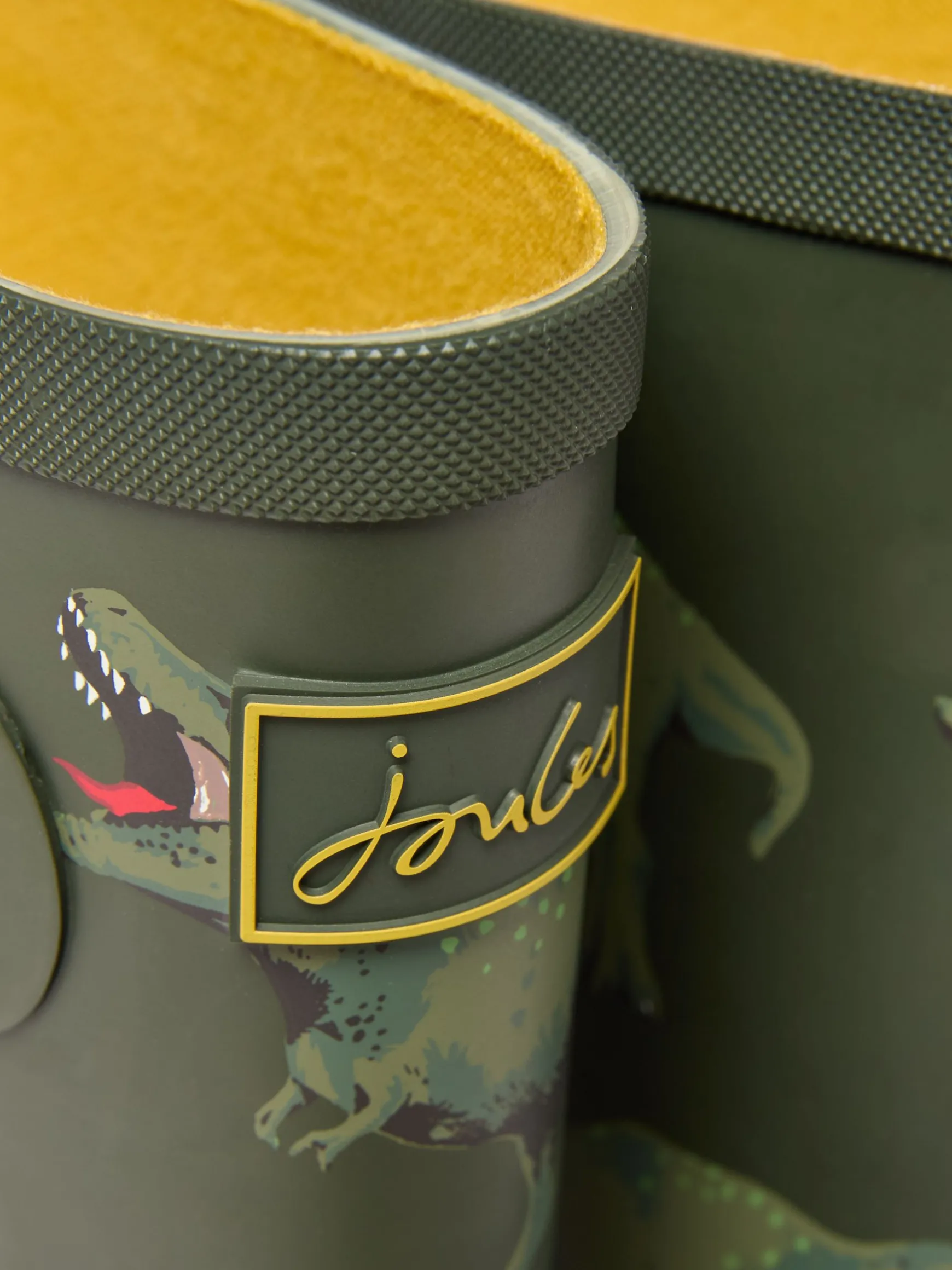 Boys' Khaki Green Printed Wellies