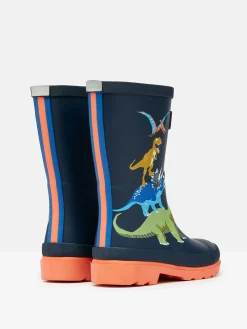 Boys' Navy Dinosaur Printed Wellies