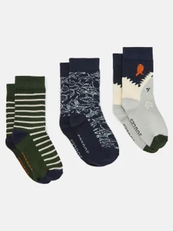 Boys' Neat Feet Green/Navy 3 Pack Socks