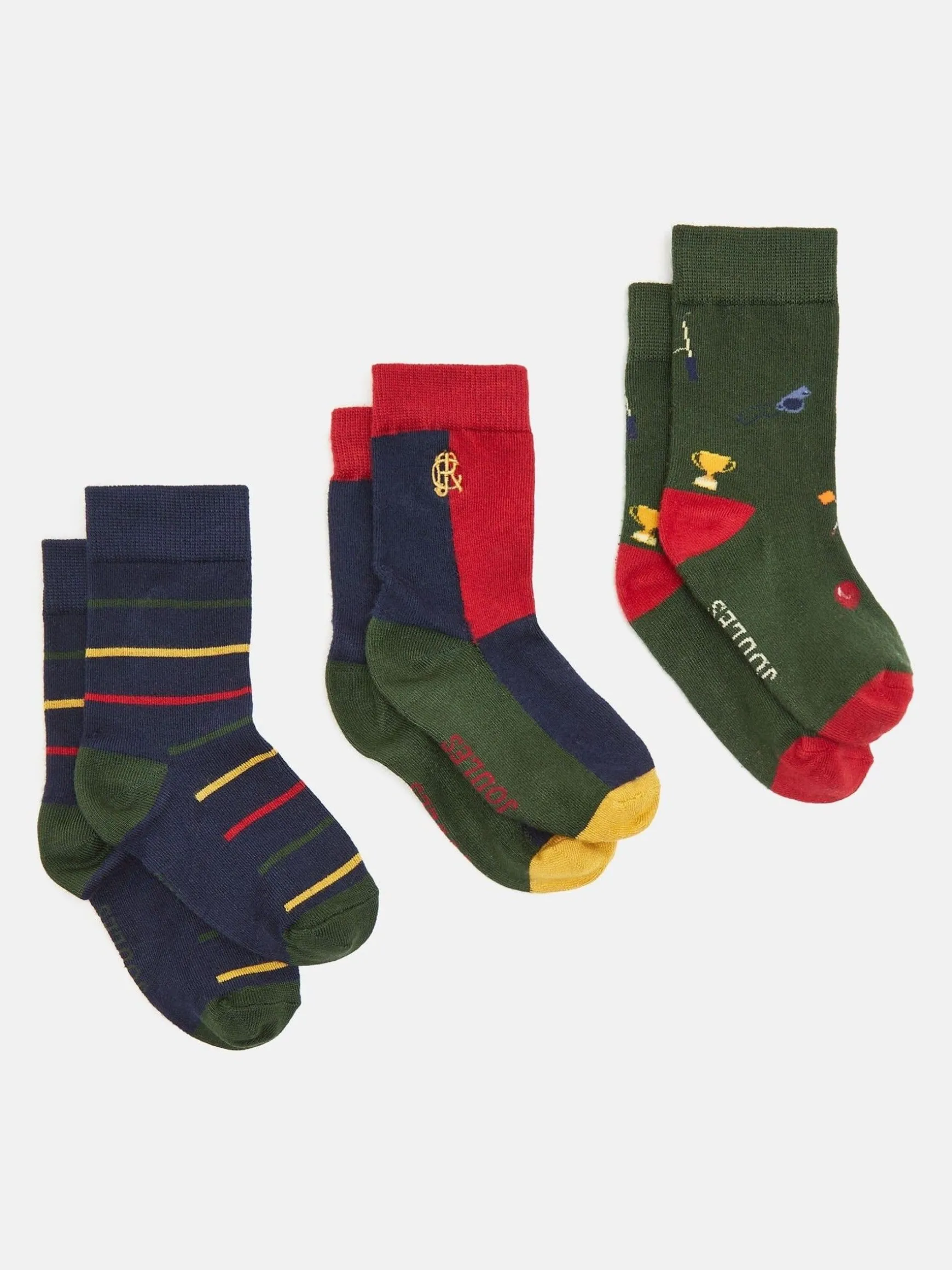 Boys' Neat Feet Multi Green 3 Pack Socks