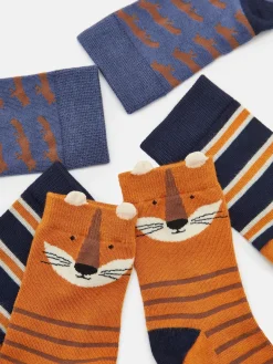 Boys' Neat Feet Orange/Navy 3 Pack Socks