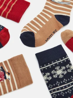 Boys' Neat Feet Red/Navy 3 Pack Socks