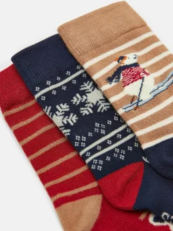 Boys' Neat Feet Red/Navy 3 Pack Socks