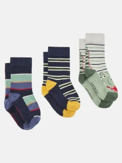 Boys' Neat Feet Stripe 3 Pack Socks