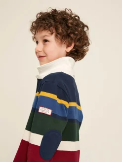 Boys' Onside Navy Striped Cotton Rugby Shirt