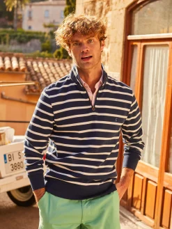 Boys' Onside Navy Striped Cotton Rugby Shirt