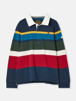 Boys' Onside Navy Striped Cotton Rugby Shirt