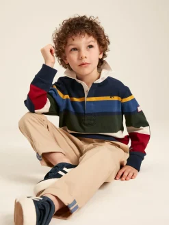 Boys' Onside Navy Striped Cotton Rugby Shirt