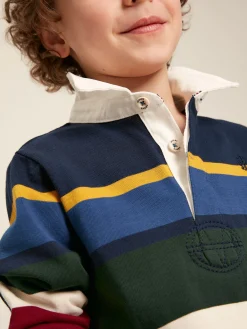 Boys' Onside Navy Striped Cotton Rugby Shirt